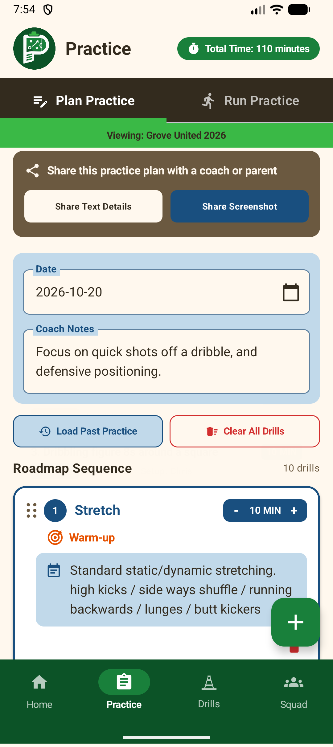 Practice Planner App Screen Preview - Plan Practice Session Roadmap