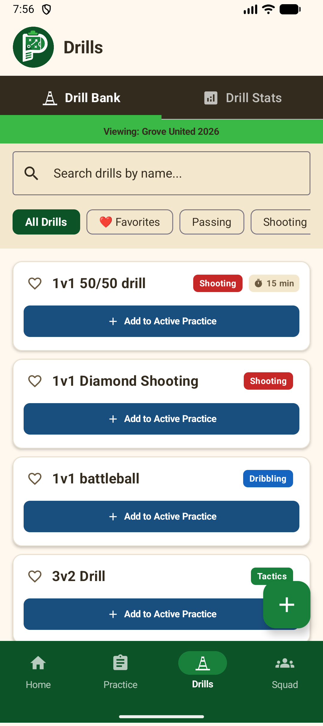 Drill Bank Screen