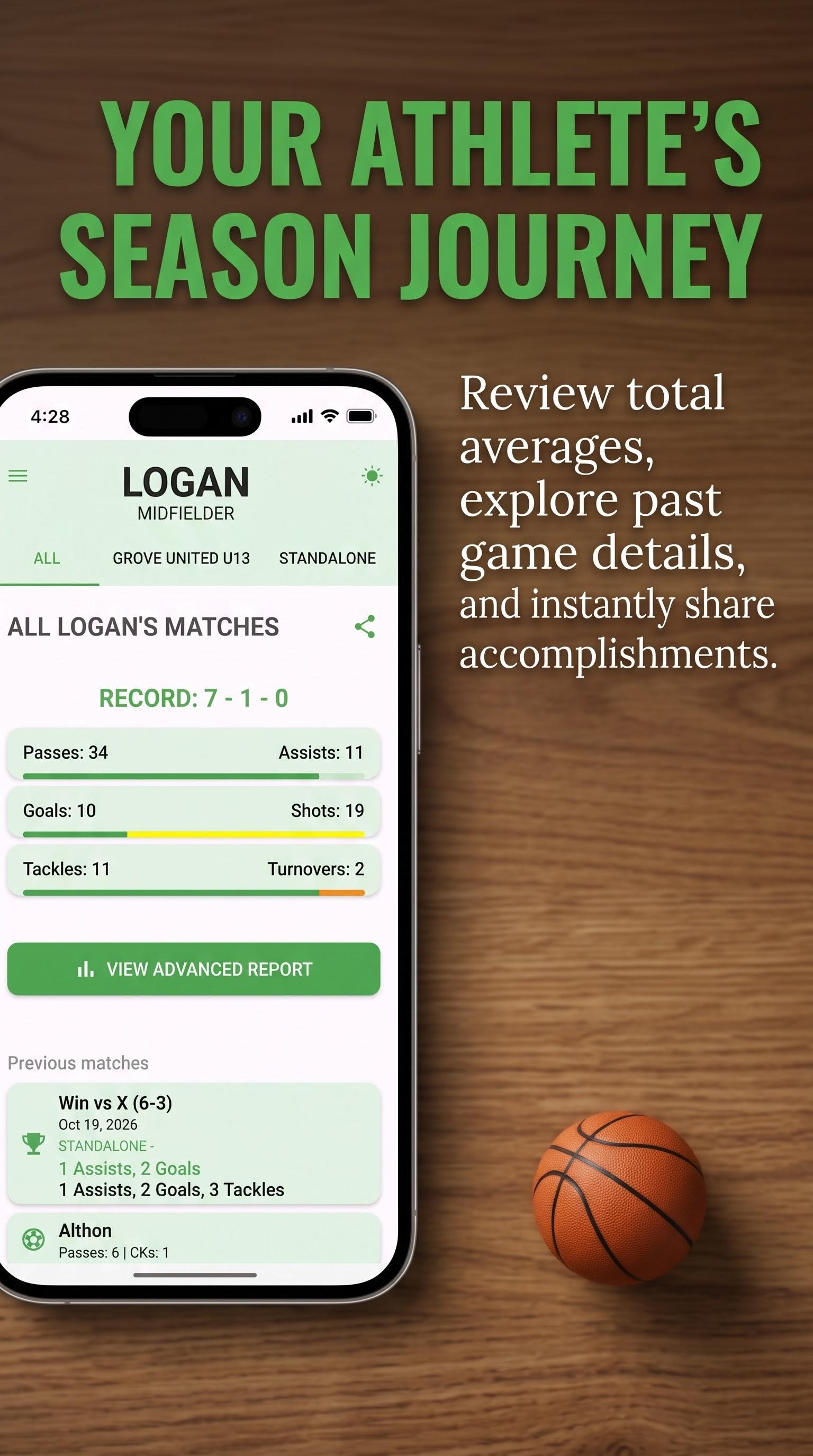 Stat Saver PLAYER SEASON HISTORY Your Child's Season Dashboard
