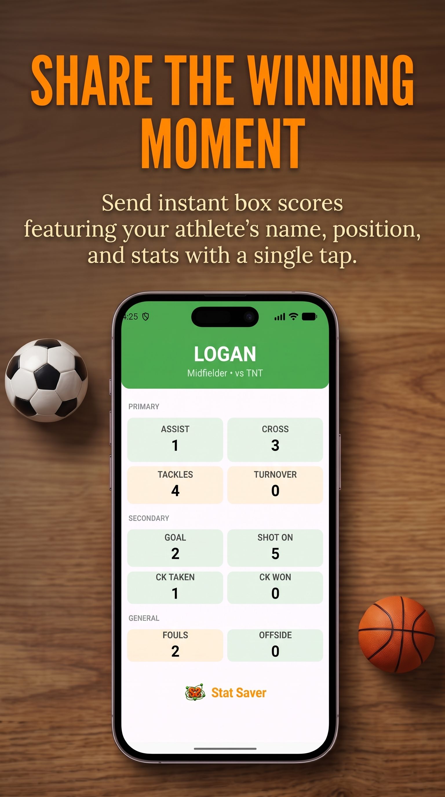 Stat Saver SHARED SCORECARD Instant Match Highlight Sheets